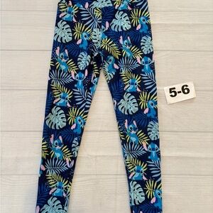 Kids stitch Blue Leggings with Tropical Print